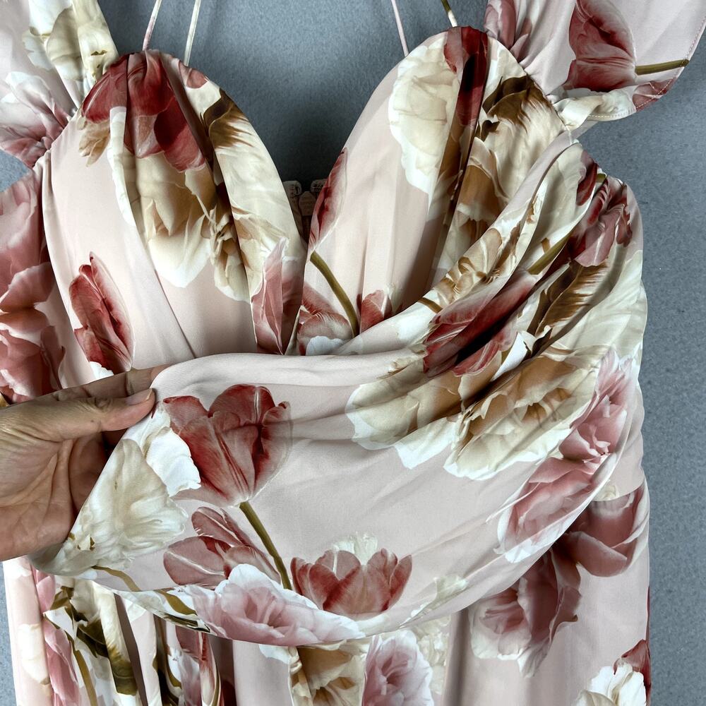 City Chic Maxi Dress Womens Medium 18 Pink Rose Faux Wrap Cocktail Drape NEW - Picture 5 of 16